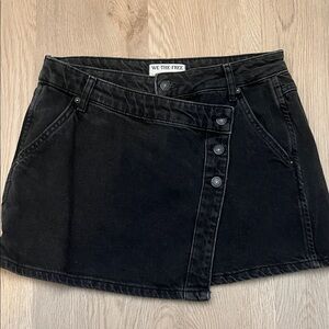 We The Free Charcoal Buttoned Skirt